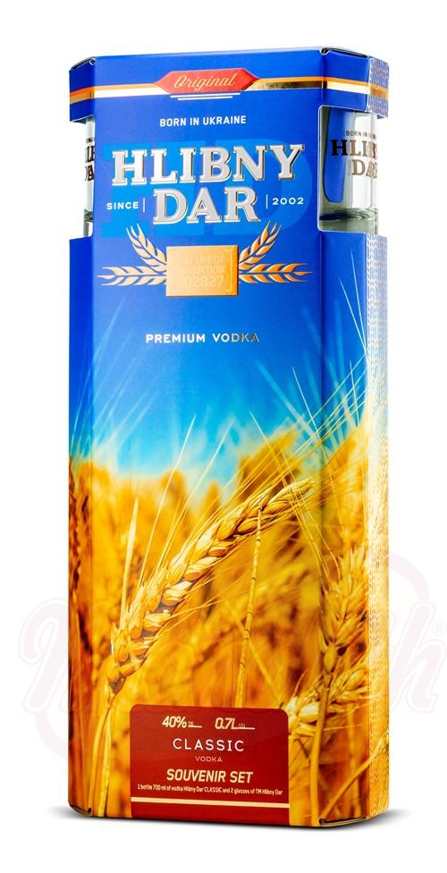Vodka "Hlibny Dar - Classic" 700 ml Souvenir box con 2 bicchieri 40% alc.
