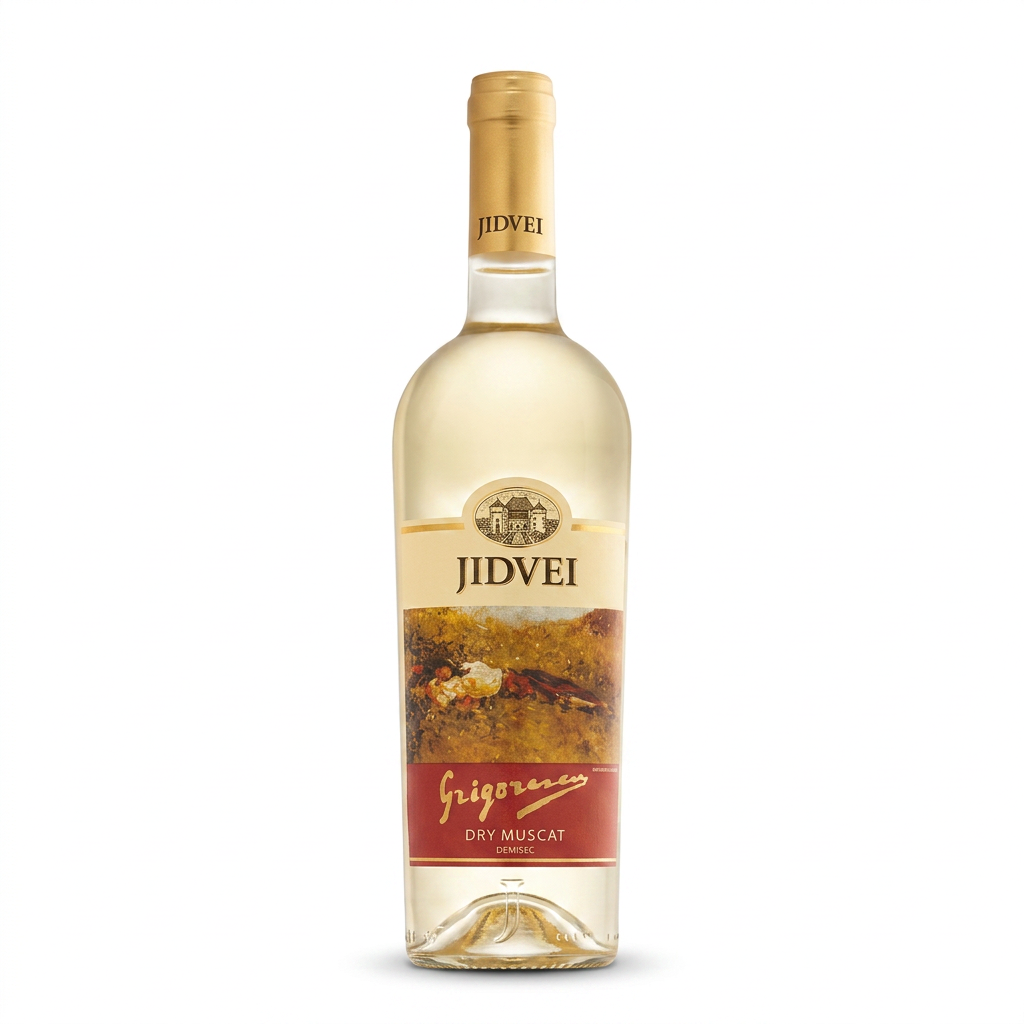 Vino bianco s/secco "DRY MUSCAT Grigorescu" JIDVEI 750 ml Alc. 12% vol.