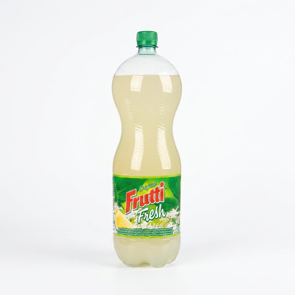 Băutură răcoritoare carbogazoasă cu aromă de lămâie și soc/Struguri roșii/Tutti frutti/Grapefruit/Piersici/Portocală "Frutti Fresh" 1.5lt