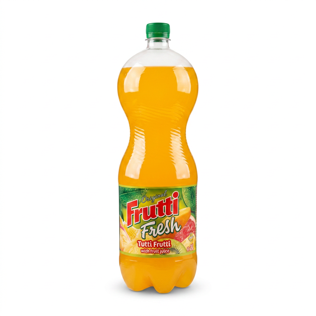 Băutură răcoritoare carbogazoasă cu aromă de lămâie și soc/Struguri roșii/Tutti frutti/Grapefruit/Piersici/Portocală "Frutti Fresh" 1.5lt