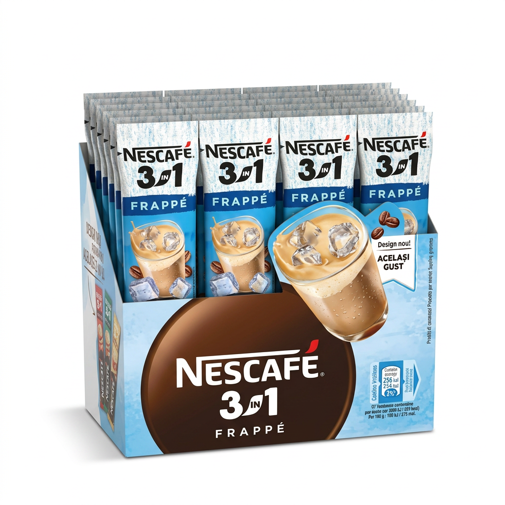 Preparato in polvere a base di caffè solubile con zucchero e latte scremato in polvere "NESCAFE 3 in 1 FRAPPE” 15g