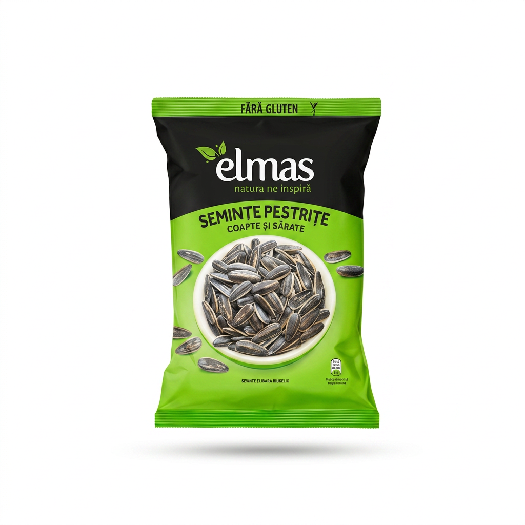 Semi di girasole striati, tostati, salati "Seminte pestrite floarea soarelui coapte si sarate" 200 g ELMAS