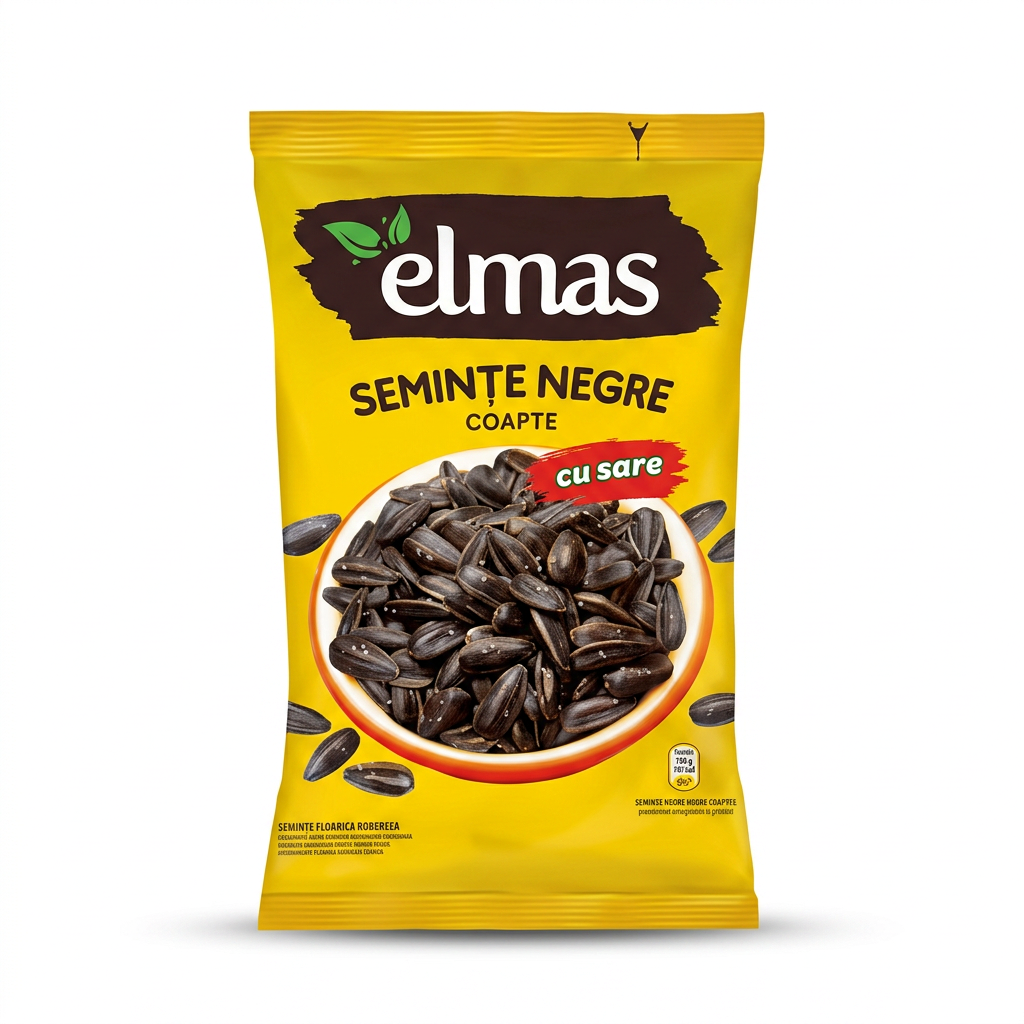 Semi di girasole neri, tostati, salati "Seminte negre floarea soarelui coapte si sarate" 200 g ELMAS
