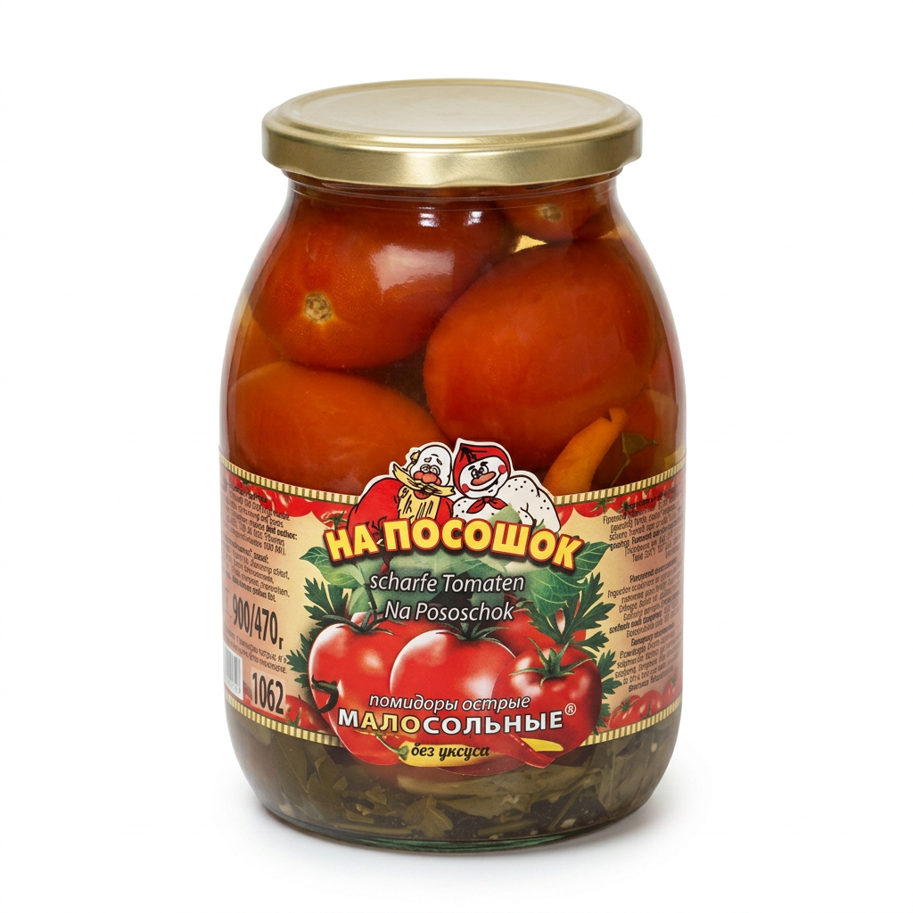 Pomodori conservati senza aceto, poco salati, piccanti 1,5kg NA POSOSHOK