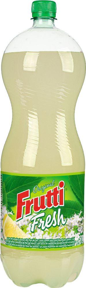 Bevanda analcolica gassata con gusto di Limone e fiori di sambuco/Uva rossa/Tutti frutti/Pompelmo/Pesca/Arancia "Frutti Fresh" 1,5lt
